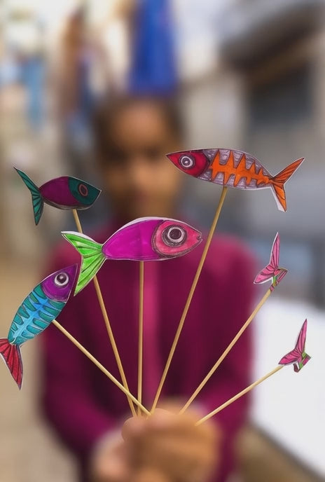 DIY - Coloring pages, author designed, fish decor for home